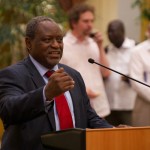 John Nduna reflects on the importance of ecumenism and the ACT Alliance during celebrations of his retirement. Photo: Simon Chambers